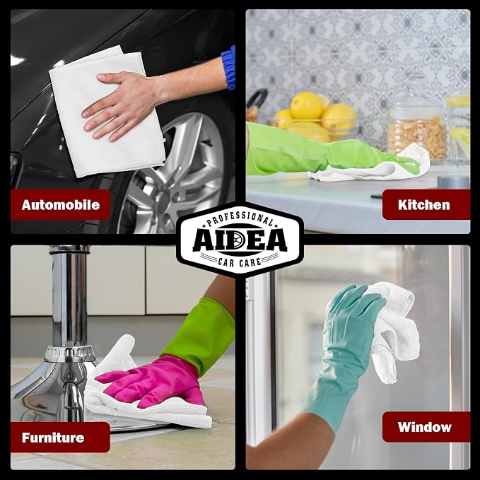 AIDEA White Microfiber Cleaning Cloth 10PK, Cleaning Rags 12×12" - Image 5