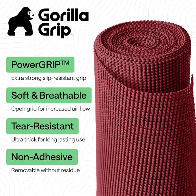 GORILLA GRIP powerGRIP Drawer Shelf and Cabinet Liner, 12" x30', Red - Image 2