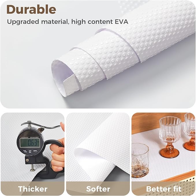 100% EVA Shelf Liner Waterproof Non Adhesive, 17.5" x 120", White - Image 6