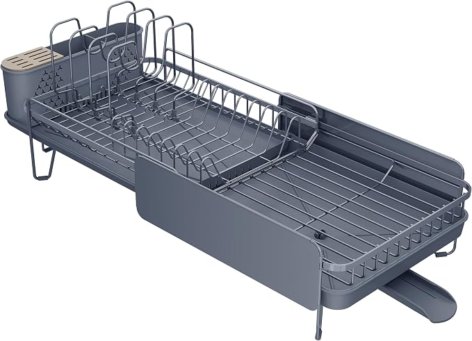 Large Expandable Dish Drying Rack for Kitchen Counter, 19.3-29.4 in, Grey by SNTD