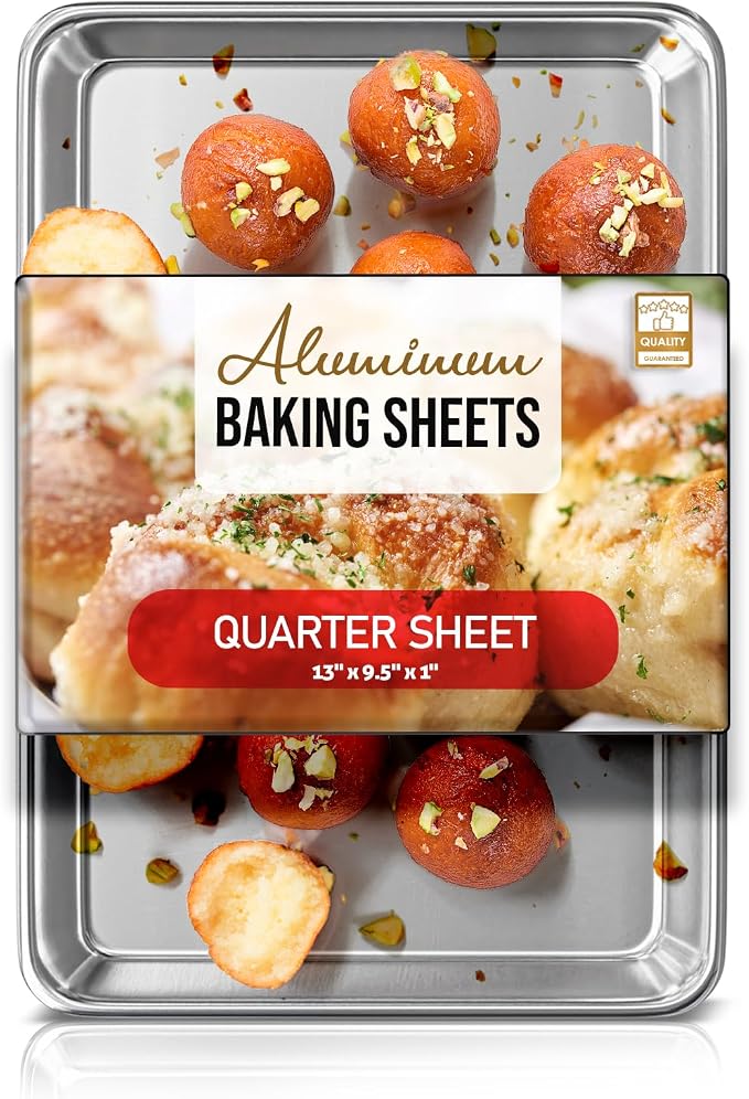 Eatex Aluminum Baking Sheet, Steel Cookie Sheet, 9x13 Baking Pan, Warp and Rust Resistant Cookie Sheets for Baking Nonstick, Baking Sheets for Oven, Quarter Sheet Pan, Durable Sheet Pans for Baking by Eatex