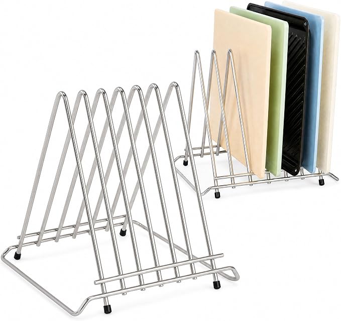 Stainless Steel Cutting Board Holder, 6-Slot Countertop Stand by GlamChi