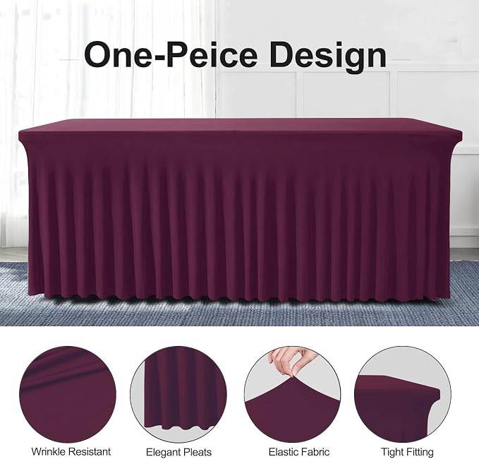 BDDC One-Piece Spandex Table Cloth Skirt for 6FT Rectangle Tables - Image 2