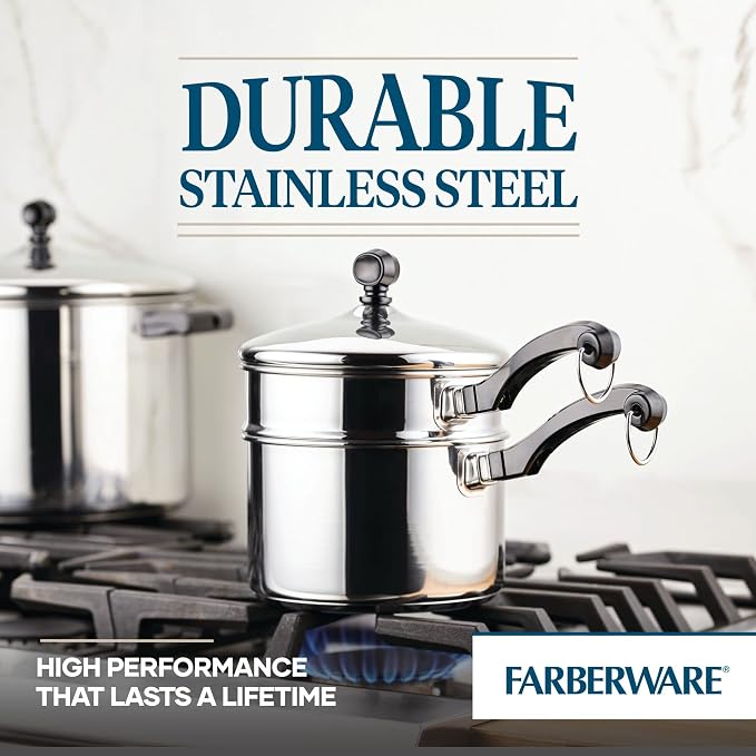 Farberware Classic Series Double Boiler and Saucepan with Lid, 2 Qt - Image 5