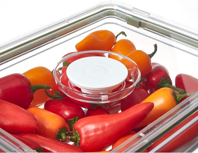 iDesign Large Fridge Produce Bin with Removable Drainage Tray and Lid - Set of 4 - Clear/White - Image 7