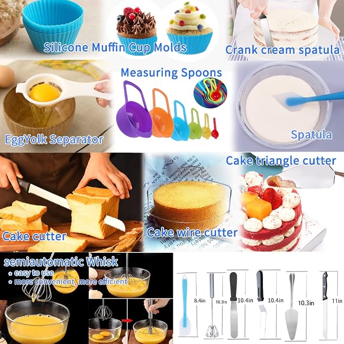 Cake Decorating Kit,635 Pcs Decorating Supplies With 3 Springform Pan Sets Icing Nozzles Rotating Turntable Cake Topper Piping Bags Carrier Holder,Cake Baking Set Tools - Image 6