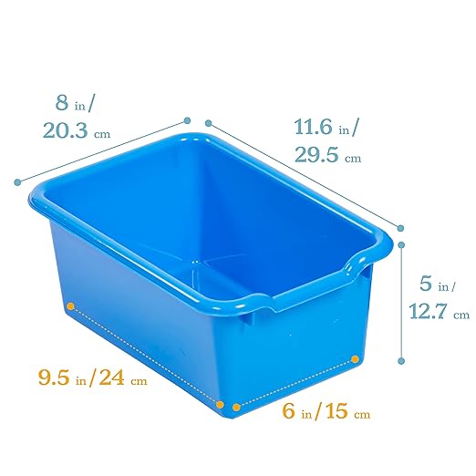ECR4Kids Scoop Front Storage Bins, Multipurpose Organization, Assorted, 10-Piece | Durable plastic, GREENGUARD Gold Certified, 1.2 gallon capacity, lightweight & nestable, built-in handle, classroom/home use - Image 2