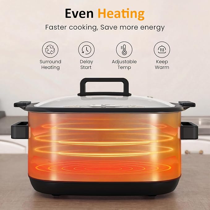 Sunvivi 12-in-1 Programmable Slow Cooker 6.5QT with Timer & Keep Warm - Image 5
