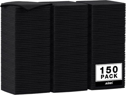 AIDEA Microfiber Cleaning Cloth Black 150PK,Cleaning Rags Shop Towel 12×12" by AIDEAHOME