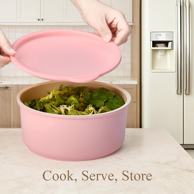 CAROTE 19pcs Pots and Pans Set Non Stick, Detachable Handle Cookware, Pink - Image 6