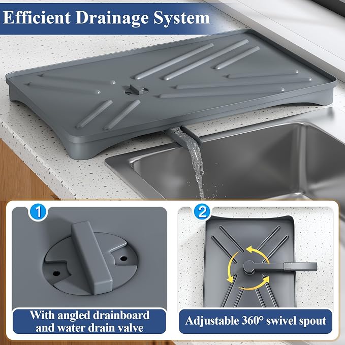 SNTD Dish Drying Rack for Kitchen Counter, 11.8" W x 16.7" L, Silver - Image 4