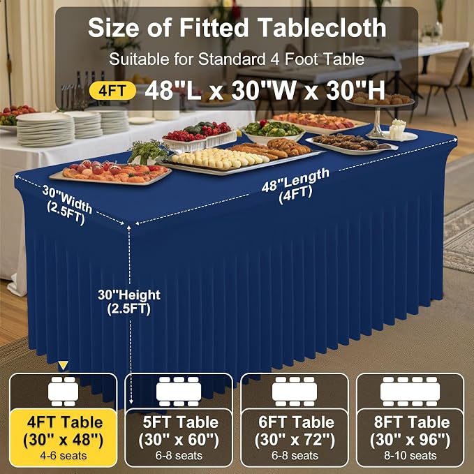Smiry Spandex Elastic Fitted Table Cloth Skirt for 4FT Rectangle Table - Image 4