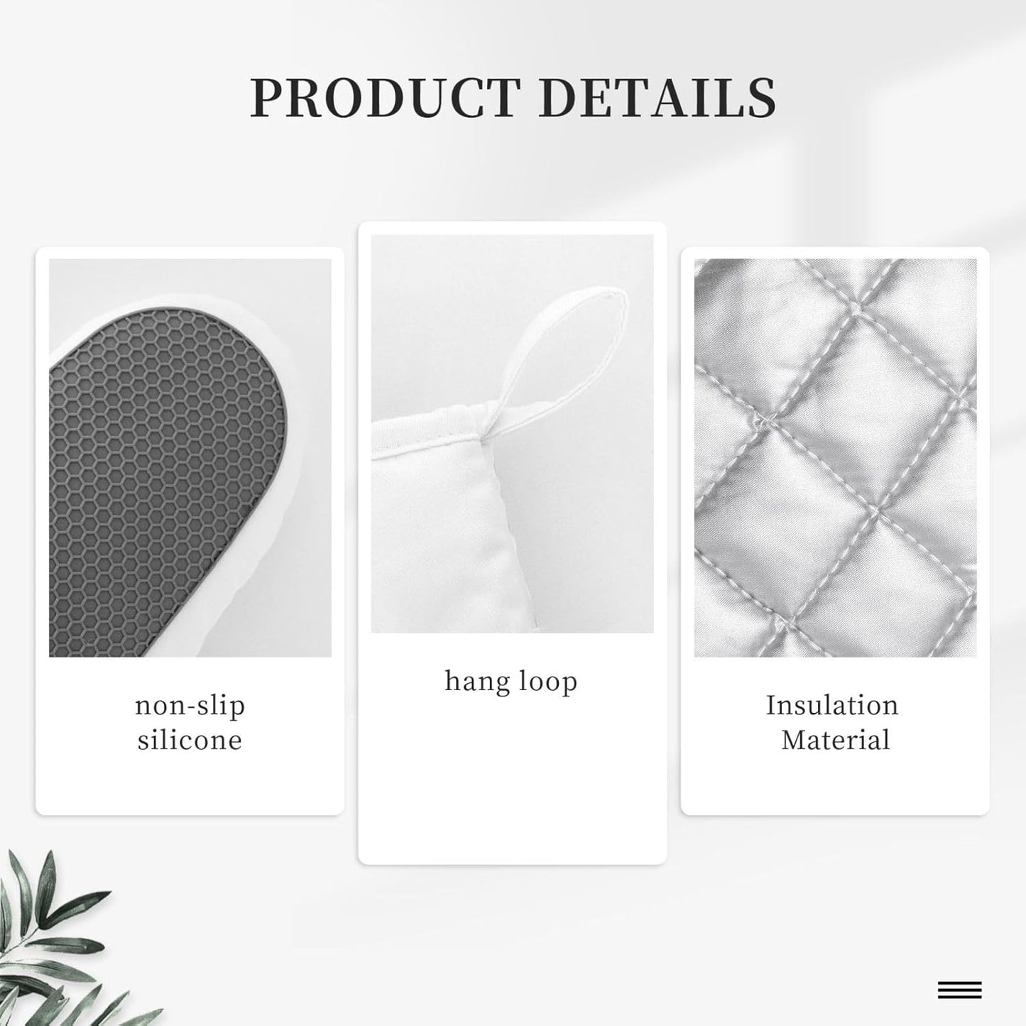 Pink Flower Oven Mitts Pot Holders Set Silicone Vintage Spring Romantic Bloom Floral and Leaf Green Kitchen Oven Mitts Heat Resistant Potholders Non-Slip 4pcs Hot Pads and Oven Gloves Sets