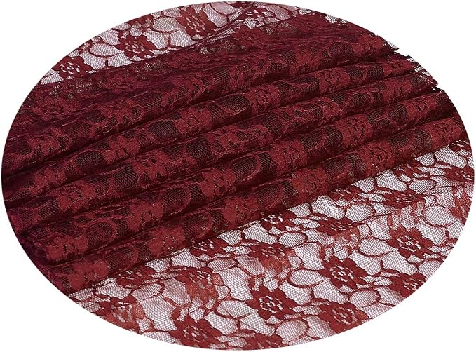 VDS Pack of 12 Floral Lace Table Runners Centerpiece Cloth Linen for Wedding Bithday Graduation Engagement Ceremony Events Party Banquets Table Decoration (12x108 inch) (Maroon) - Image 3