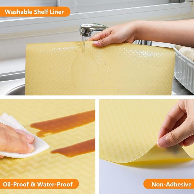 Shelf Liner for Kitchen Cabinets, Drawer, Fridge Liner Yellow 11.8"× 393.7" - Image 3