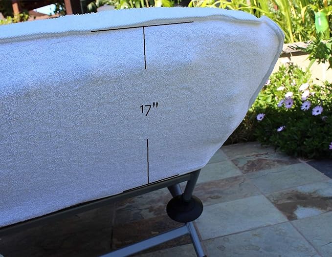 BC BARE COTTON Chaise Lounge Cover, Fitted Terry Cloth Turkish Cotton with Envelope Top, White, 90 x 29 Inches - Image 3