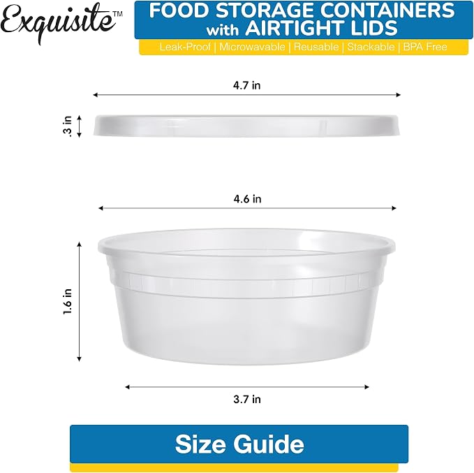 Exquisite Disposable 8 oz Rectangular Plastic Deli Containers - 240 Count, Leak-Resistant, Stackable, Microwave & Freezer Safe - Image 2