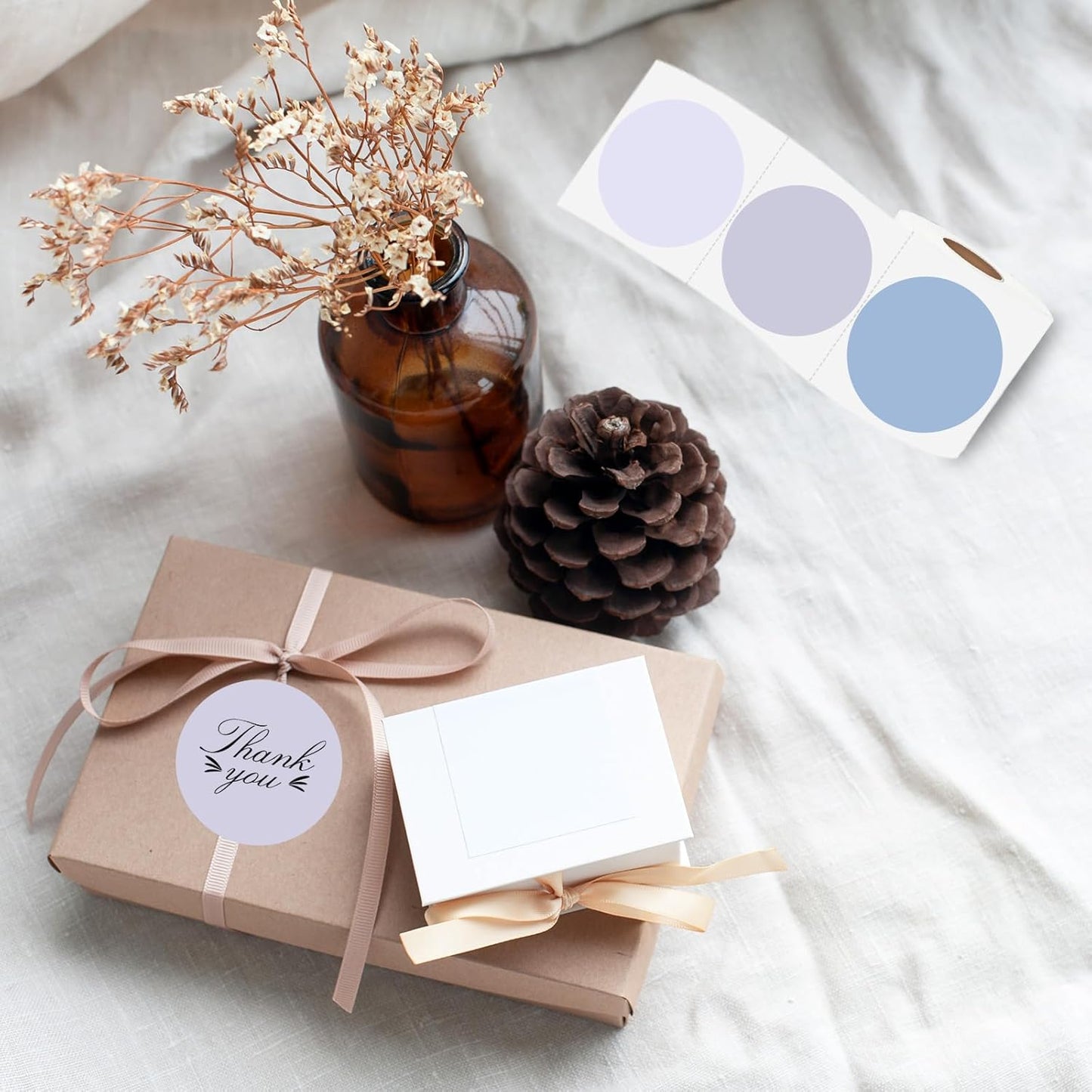 Thermal Label,3 Inch Purple Gradient Round Thermal Printer Sticker,Self-Adhesive Round Direct Thermal Labels,Thermal Stickers for DIY Logo Design,Name Tag (300 Labels/1 Roll)