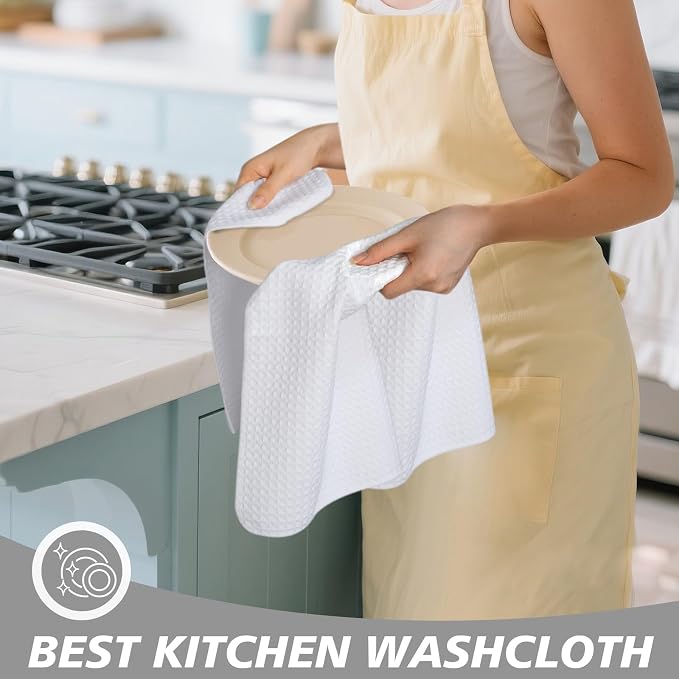 SINLAND Sublimation Blank Towels Waffle Kitchen Towel 16x24 10 Pack White - Image 5