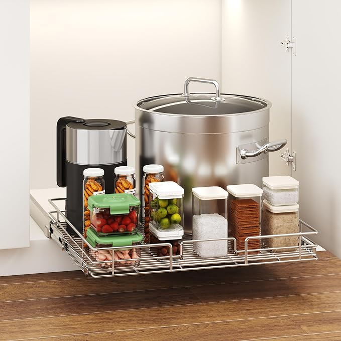 LOVMOR Pull Out Cabinet Organizer 27" W x 21½" D, Kitchen Cabinet Pull Out Shelves Slide Out Storage - Image 5