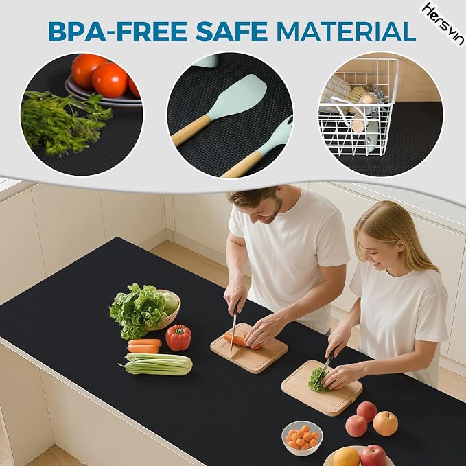 Hersvin Shelf Liners, 24 in x 20 ft Kitchen Drawer Mats, Non-Adhesive EVA Cupboard Protector, Cabinet Lining (Black Dot) - Image 4