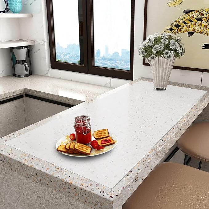 Extra Large Silicone Mat,Silicone Mats for Kitchen Counter Island Dinner Table Countertop Protector Heat Resistant Mat (78.7”L x 28”L, Translucent) by InfiOne