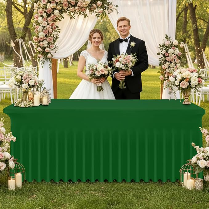 Moosfor 2 Pack Spandex Fitted Rectangle Tablecloth, Elastic Table Skirt - Image 2
