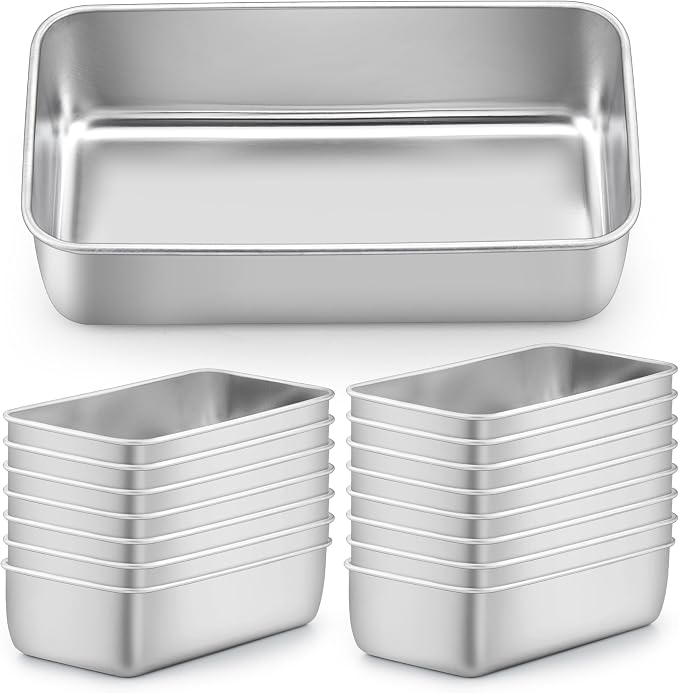 LIANYU 16 Pack 9x5Inch Loaf Pan for Bread Baking, Stainless Steel Bread Pan | 9x5x2.5 Inch Loaf Tins for Homemade Brownies and Pound Cakes, Dishwasher Safe, Bulk Set for Bakery & Commercial Use by LIANYU