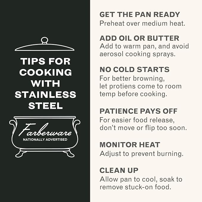 Farberware Classic Series Anniversary Edition Stainless Steel Sauté Pan and Lid with Helper Handle, Induction Suitable, 6 Quart Jumbo Cooker, Metal Utensil Safe - Stainless Steel - Image 8
