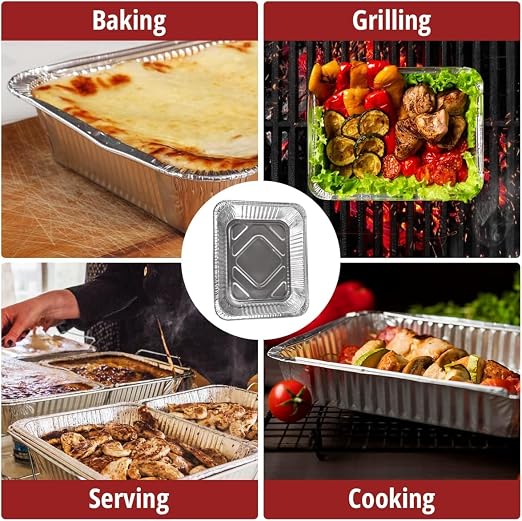 COMFICOVE Full Size Aluminum Foil Pans (20 Pack) — Heavy Duty Deep Steam Table Trays for Buffet, Catering, Baking, Roasting, Cooking BBQ Grilling, Baking Pan Trays - Image 4