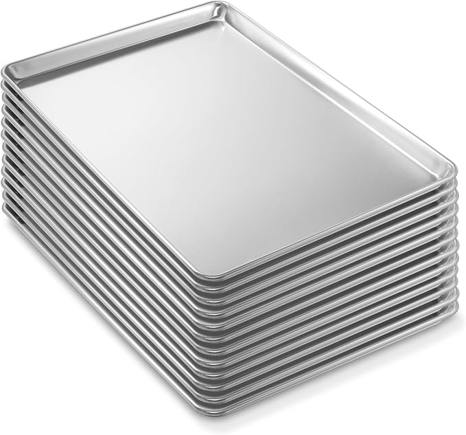 Last Confection 18" x 26" Commercial Grade Baking Sheet Pans, 12 Pack - Aluminum Full-Size Rimmed Cookie Sheet Trays - Image 4