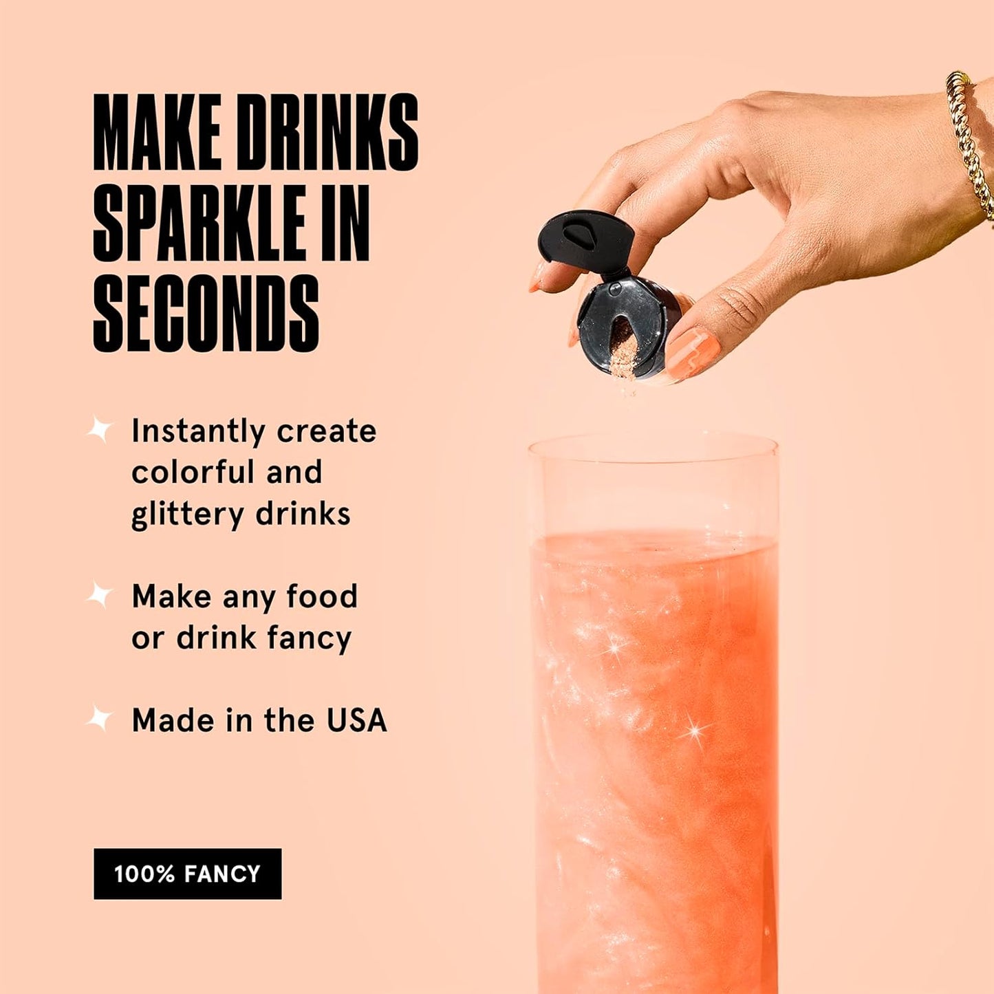 Fancy Sprinkles Champagne Rose Gold Premium Edible Glitter, 100% Edible Glitter for Sparkling Food & Drinks No Taste or Texture (4gm)