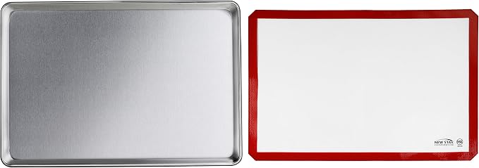 New Star Foodservice Commercial 18-Gauge Aluminum Sheet Pan and Silicone Baking Mat Set, 18 x 26 inch (Full Size) by NewStarFoodservice