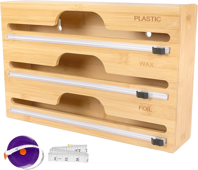 Bamboo 3-in-1 Wrap Dispenser with Cutter - 13" Rolls - 1 Unit by BambooMN