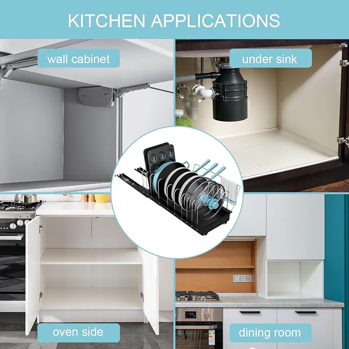 Golener Pots and Pans Organizer Under Cabinet, 22" Deep Expandable, 2 Pack - Image 9