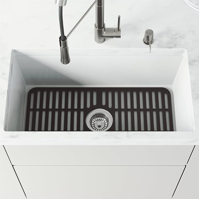 VIGO 25 in. x 13 in. Silicone Kitchen Sink Protective Bottom Grid For Single Basin Sink in Matte Black - VGSG2512MB - Image 2