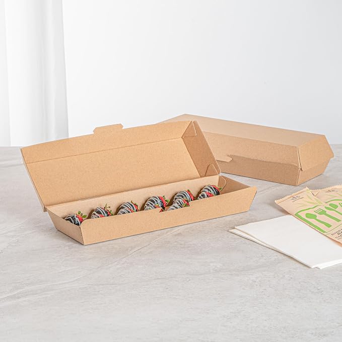 Restaurantware Clamshell Take Out Container 100 Pack of 11.3 x 3.4 x 2.8 Inch Paper Sustainable Take Out Box Grease-Resistant Food Box Kraft Burgers and Sandwiches Container - Image 4