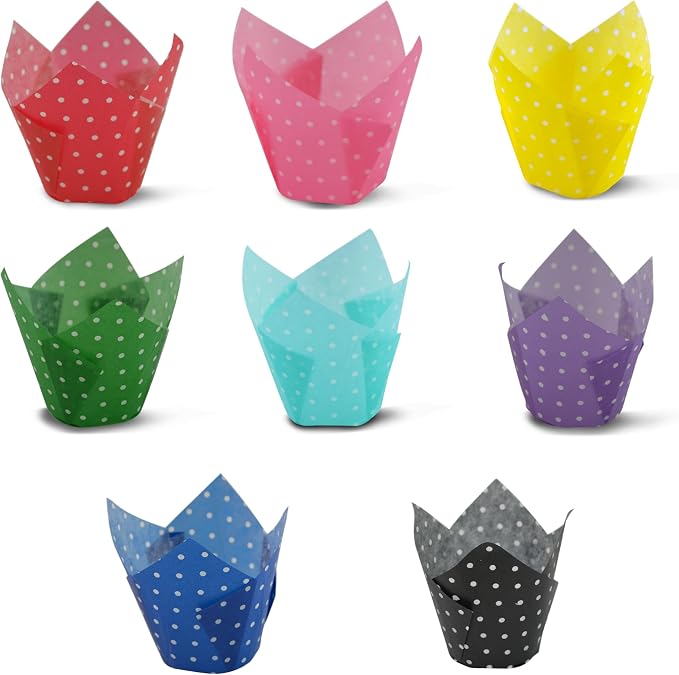 200pcs Polka Dot Cupcake Liners, Muffin Liners Baking Cups, Tulip Muffin Liners, Cupcake Wrapper for Party, Wedding, Birthday, Easter, Christmas by SimpleGood