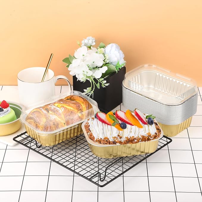 Beasea Mini Loaf Pans with Lid, 25 Pack 5x3 Inch Disposable Loaf Pan Aluminum Foil Bread Pans Bread Loaf Pans Mini Loaf Baking Pans Loaf Bakeware for Baking - Image 7