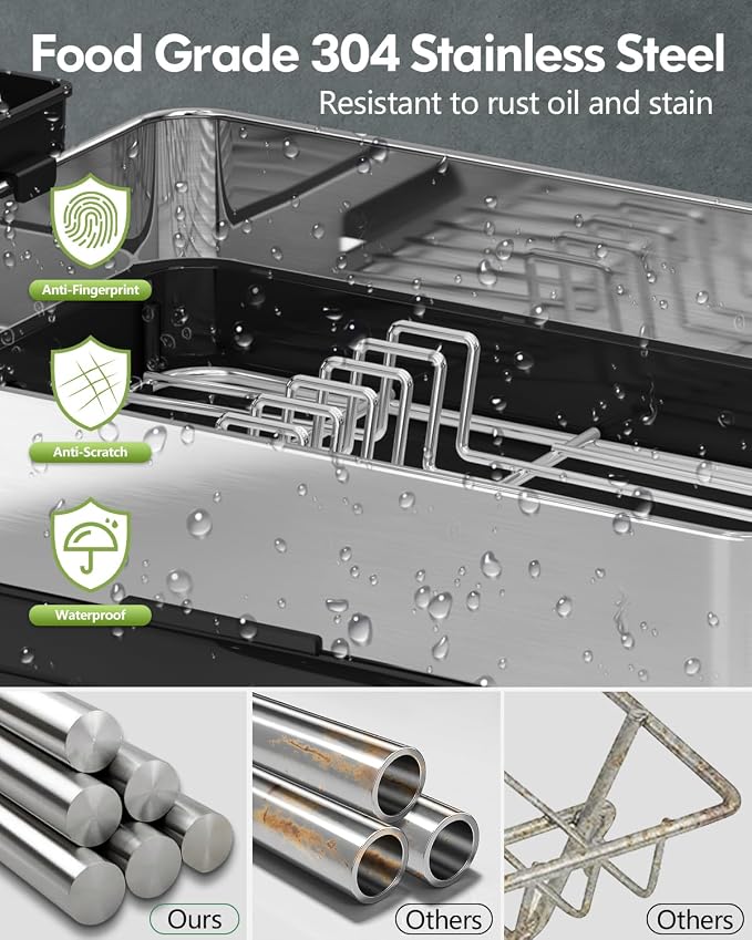 BOOSINY 1 Tier Large Stainless Steel Dish Drying Rack with Drain Board - Image 5