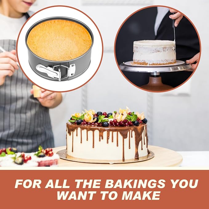 Funnymoom 4 Pcs 6 Inch Non Stick Springform Pan with Removable Bottom Carbon Steel Round Springform Cheesecake Pan with Stainless Steel Spring Buckles for Baking Kitchens Restaurant(Gray) - Image 7