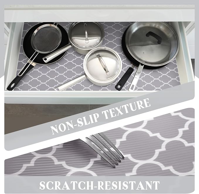 Glotoch Drawer Liner and Shelf Liner, 12 in x 30 ft, Quatrefoil Gray - Image 3
