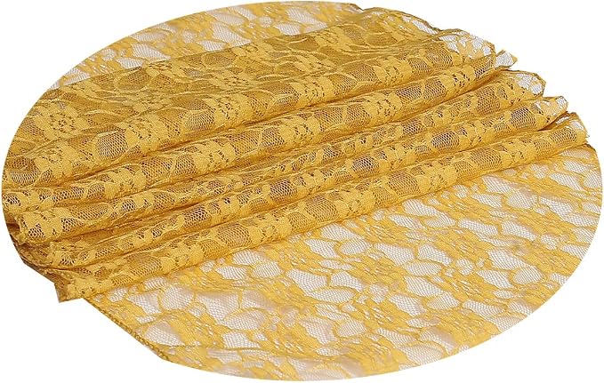 VDS Pack of 15 Floral Lace Table Runners Centerpiece Cloth Linen for Wedding Bithday Graduation Engagement Ceremony Events Party Banquets Table Decoration (12x108 inch) (Gold) - Image 3