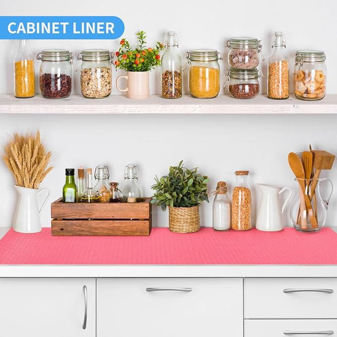 Bloss Pink Shelf Liners 17.7" x 78.7", Under Sink Mat, Non Adhesive EVA Drawer Liners for Bathroom, Kitchen, Desks, Decor Shelves - Image 3