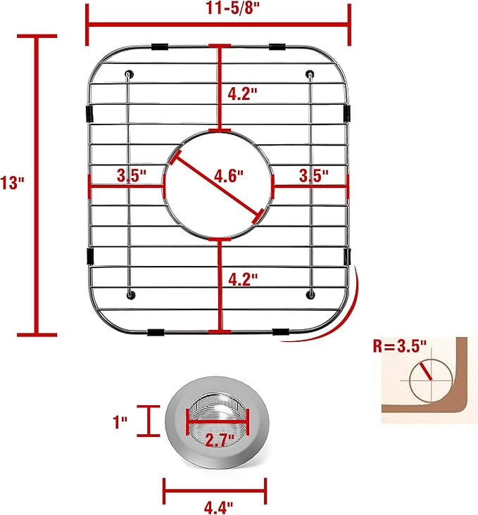 Stainless Steel Kitchen Sink Grid,13.2" x 11.6" x 1.2",2Pack - Image 2