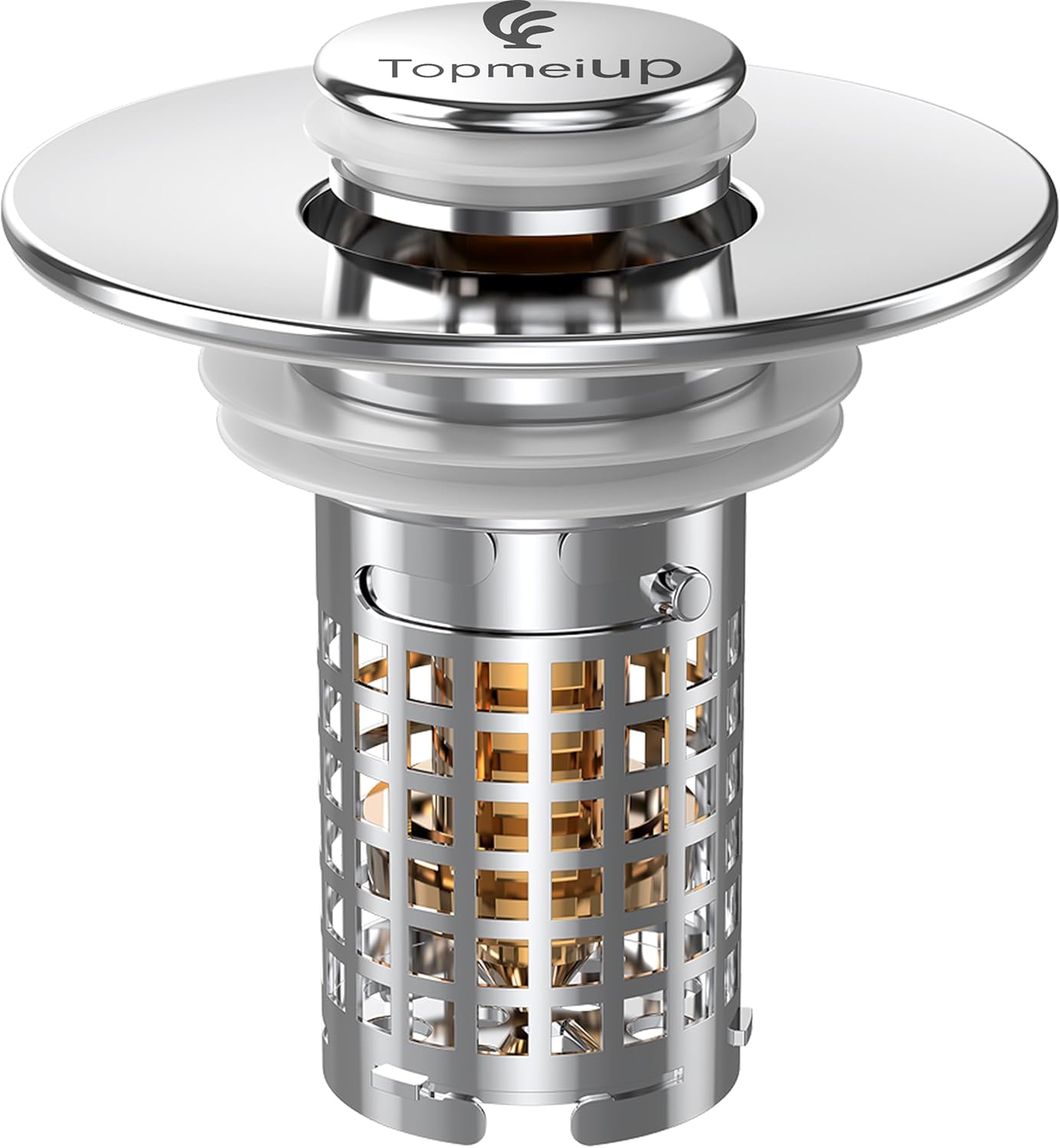 Sink Drain Stopper, 3-in-1 Pop Up Sink Strainer with Removable Hair Catcher for Bathroom Sink, Universal 1.1-2.36 Inch Drain Cover, 2PCS, Brass Core (New/1PCS)