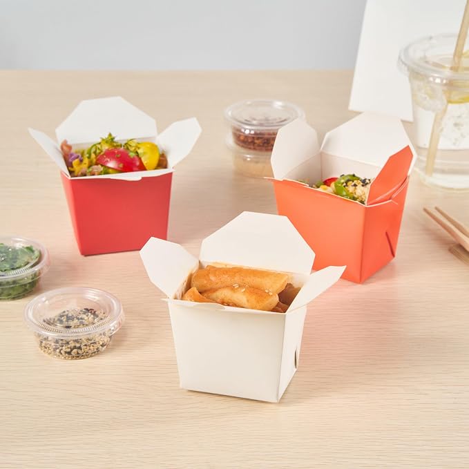 Restaurantware Chinese Take Out Boxes 200 Pack of 8 oz Grease-resistant Party Take Out Food Containers Disposable Stackable Asian Square White Paper To Go Boxes For Restaurants - Image 11