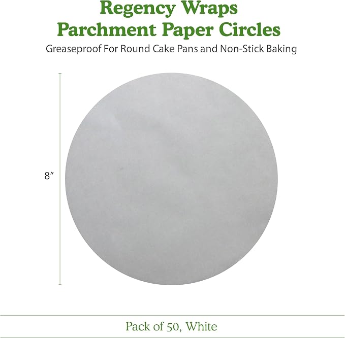 Regency Parchment Paper Circles for Round Cake Pans, 8", 50 Pack | For Round Cake Pans, Greaseproof Liners, Non Stick Baking, Pre Cut Rounds For Air Fryer, Pizza Stone & Microwave Cooking - Image 6
