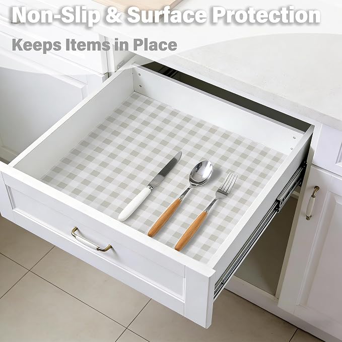 Drawer and Shelf Liners for Kitchen Cabinet,Non Slip Cabinet Liners for Shelves,Non-Adhesive Strong Grip Mats Protect Dresser Cupboard Liner,Shelf Paper-Green Grid 17.5" W x 354" L - Image 4