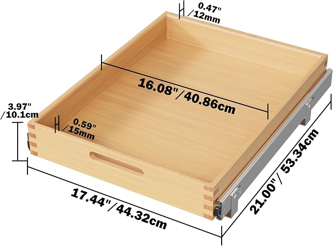Pull Out Drawers for Cabinets 18"W x 21"D, Farmeless&Farme Cabinet - Image 2